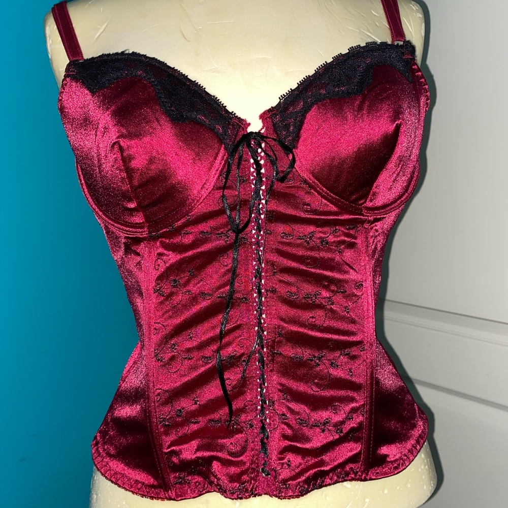 Red and black corset lingerie top